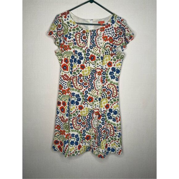 ModCloth Flirty Flair A-Line Floral Dress Large Crepe Mini Cottagecore Bloomcore - Picture 1 of 13